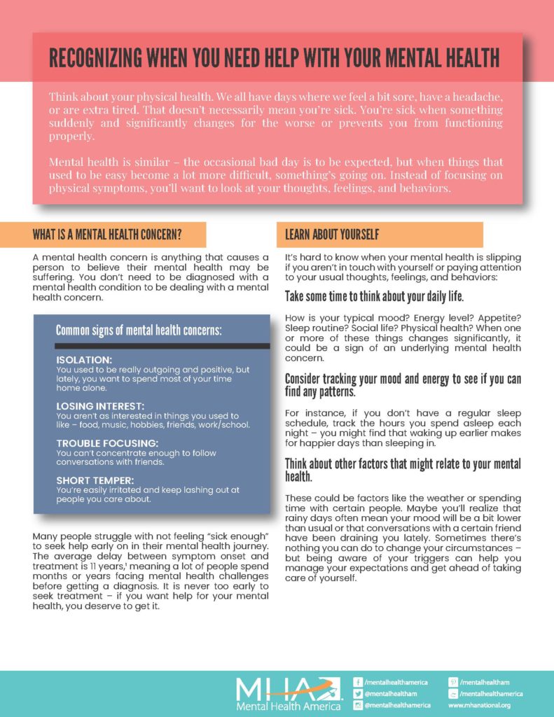 Recognising when you need help with your mental health